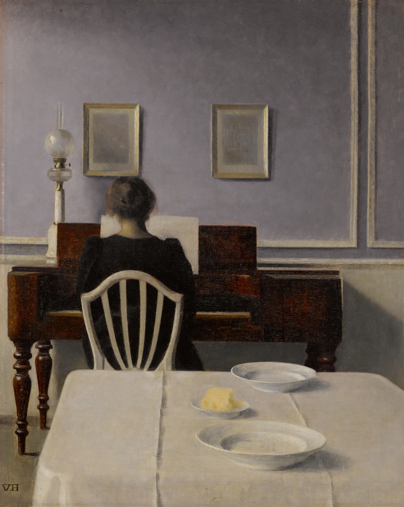 Vilhelm Hammershøi. Interior with a woman at the piano. Stranddheed, 30