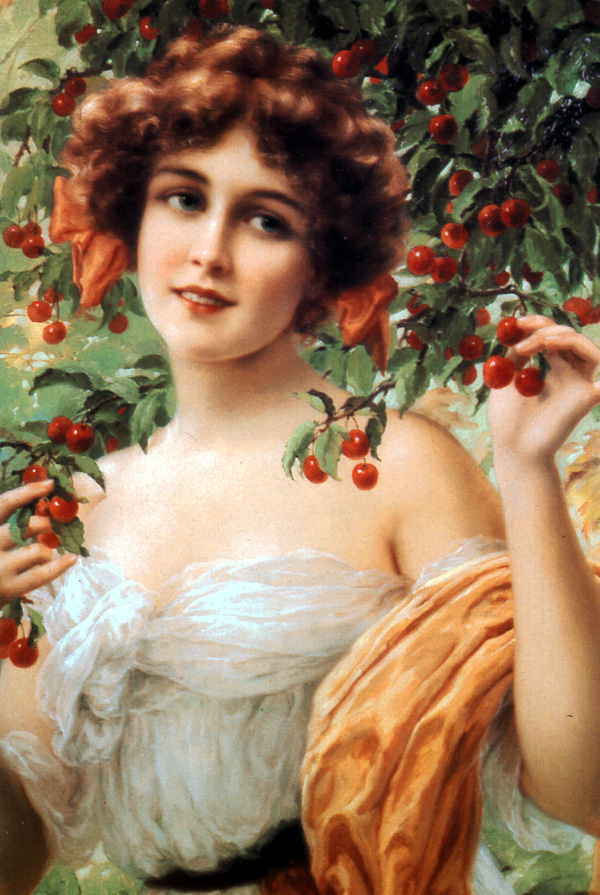 Emile Vernon. Girl under the cherry blossoms