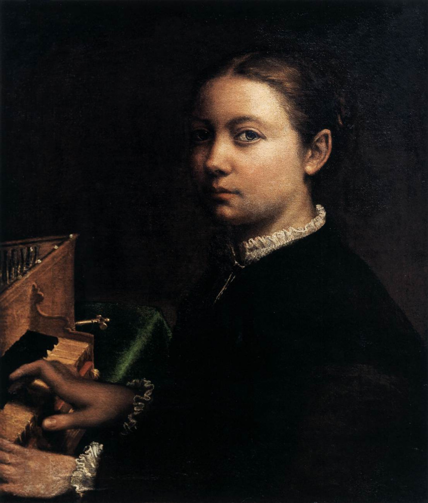 Sofonisba Anguissola. Self portrait playing on the spine