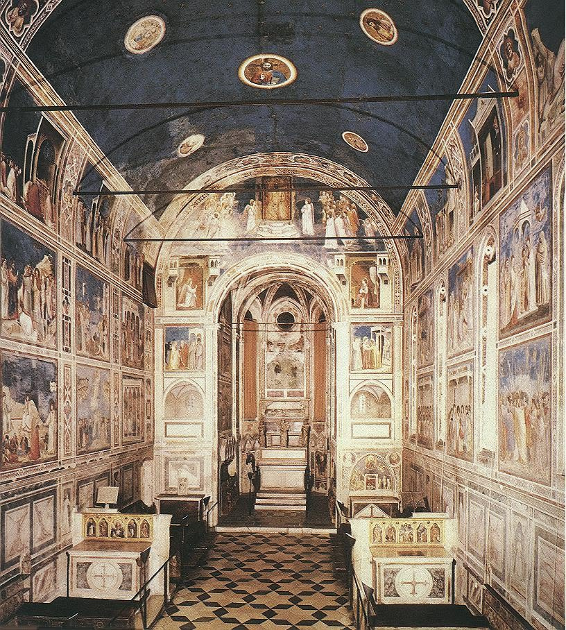 Giotto di Bondone. Scrovegni Chapel. The altar, arch presbiteriya and part of the paintings on the side walls