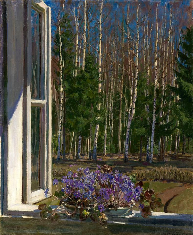 Stanislav Yulianovich Zhukovsky. Spring landscape with violets