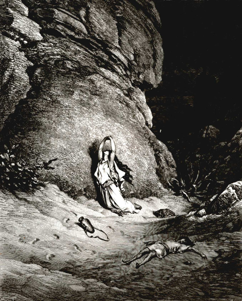 Поль Гюстав Доре. Иллюстрации к Библии: Агарь и Измаил в пустыне