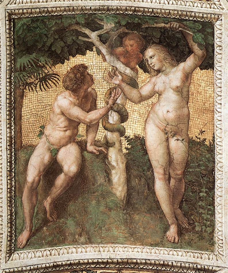 Raphael Sanzio. Adam and eve. The stanza della senyatura in the Vatican