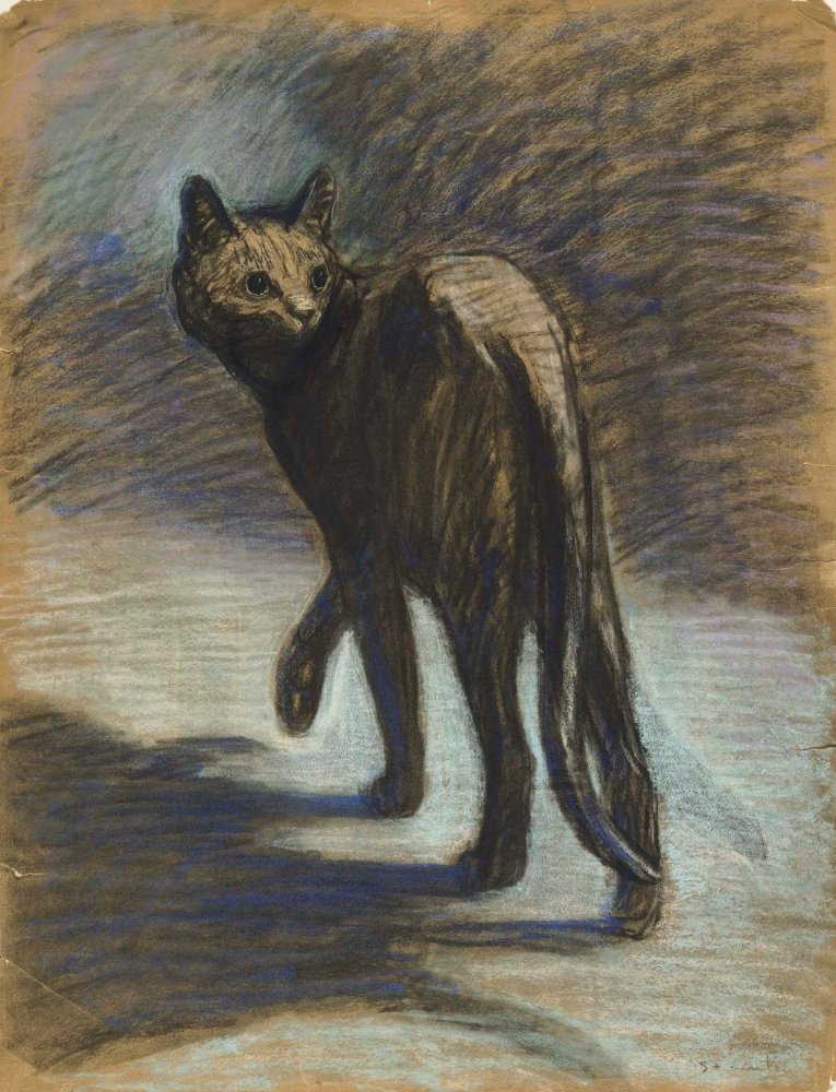 Theophile-Alexander Steinlen. Crouching cat