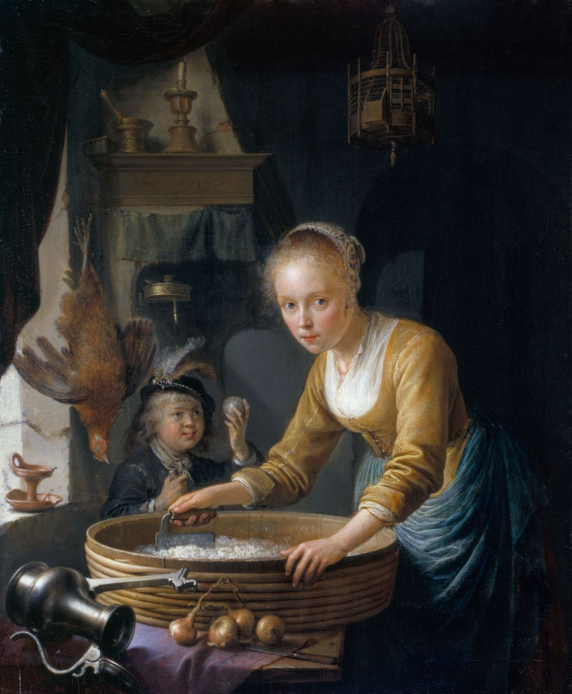 Gerrit (Gerard) Dow. The girl chopping onions