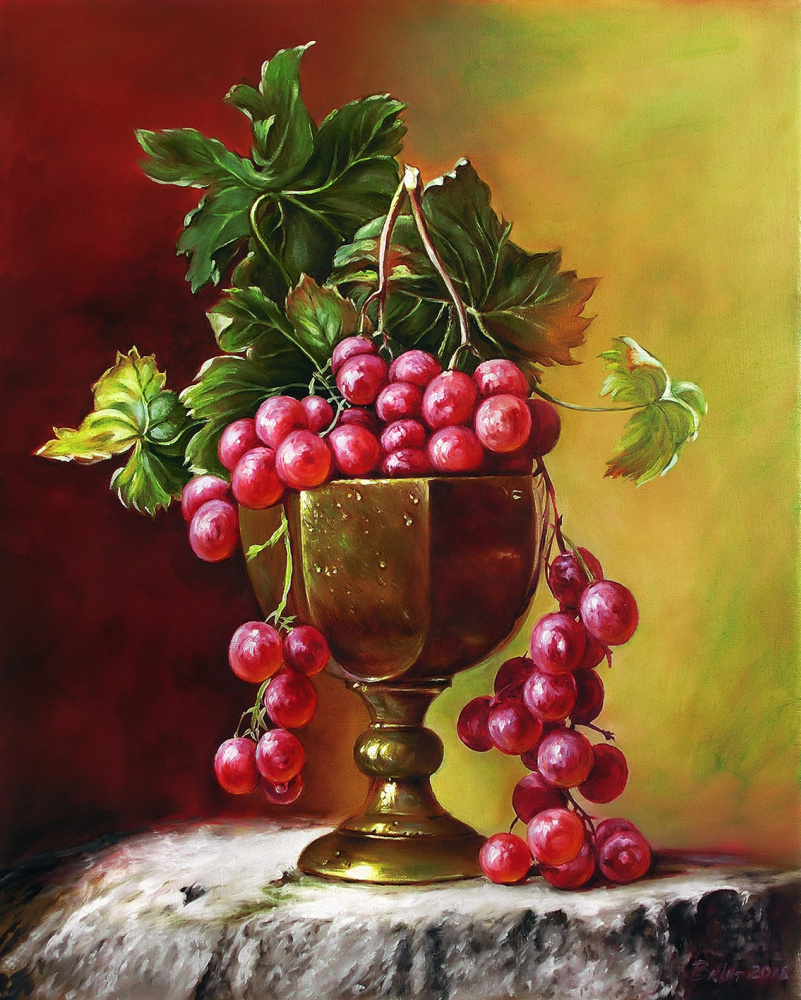 Vladimir Shtykov. Grapes in a bronze bowl