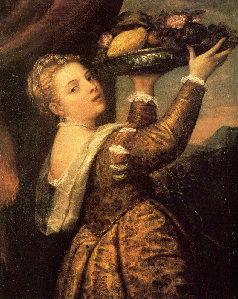 Titian Vecelli. Girl with a basket of fruit (the artist's Daughter Lavinia)