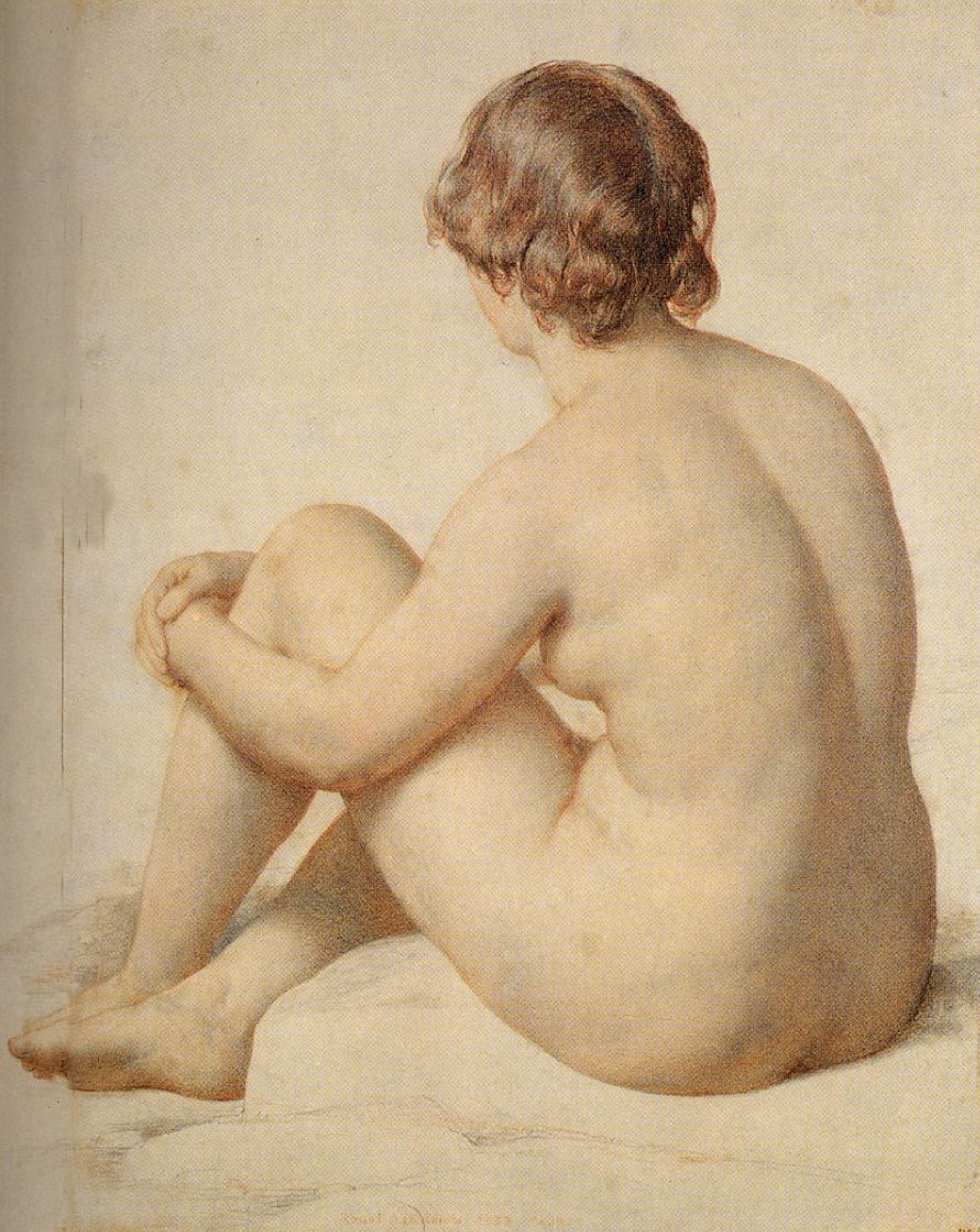 William Malredi Academic study of a Nude sitting on the ground, 1853, 36×29  cm: Description of the artwork | Arthive