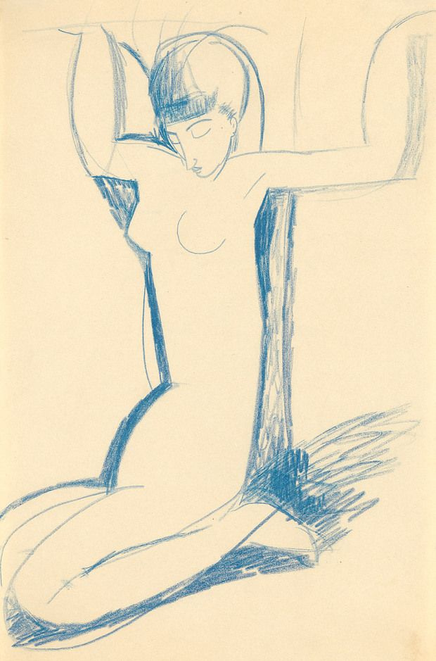 Amedeo Modigliani. Kneeling (Blue Caryatid)