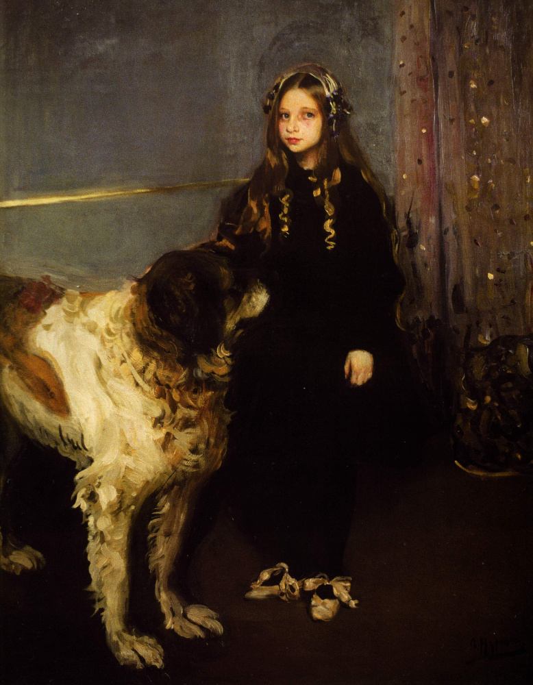 Alexander Murashko. A girl with a dog. The Portrait Of T. Yazev