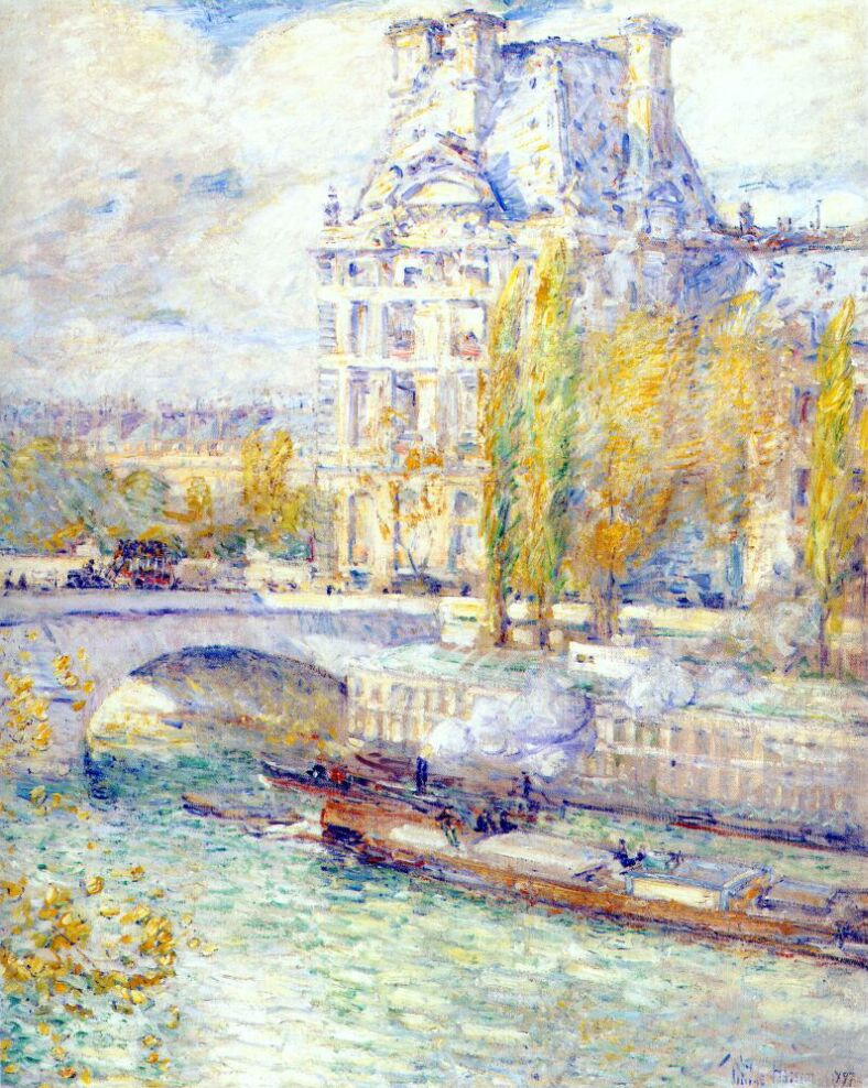Childe Hassam. The Louvre and the Royal bridge