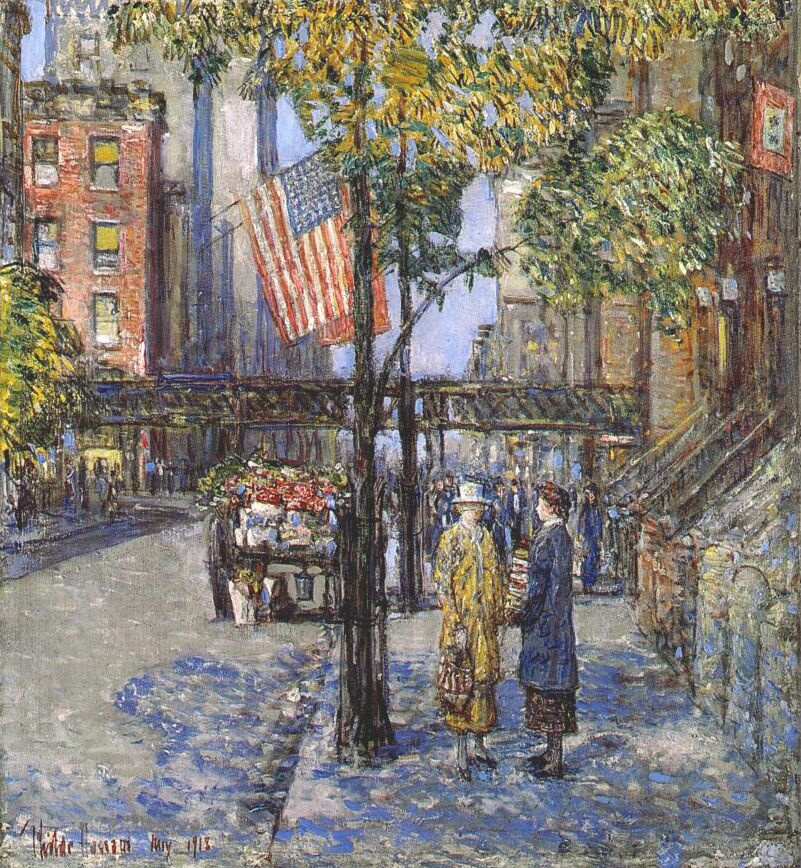 Childe Hassam. Flags on the friar street series ("Flags")