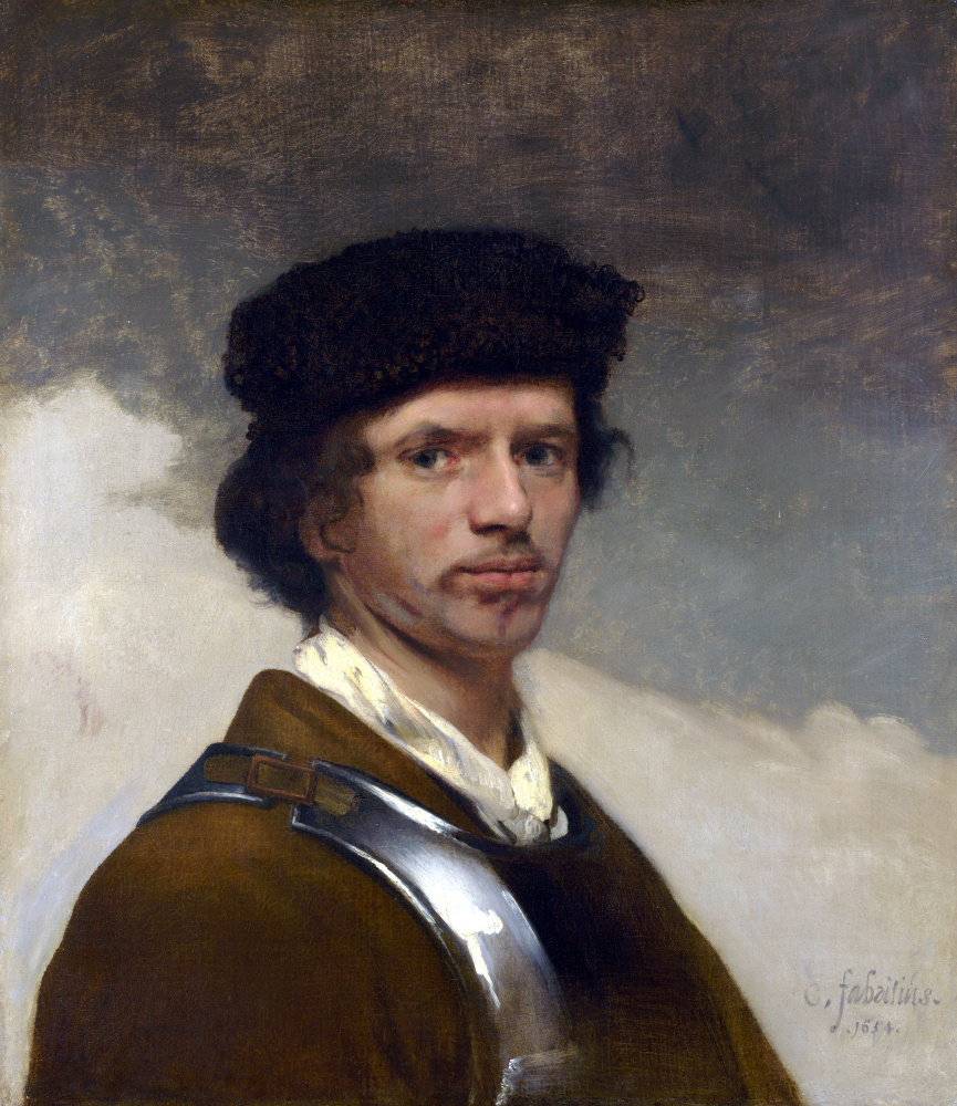 Karel Fabricius. A young man in a fur hat and armor (possibly self-portrait)