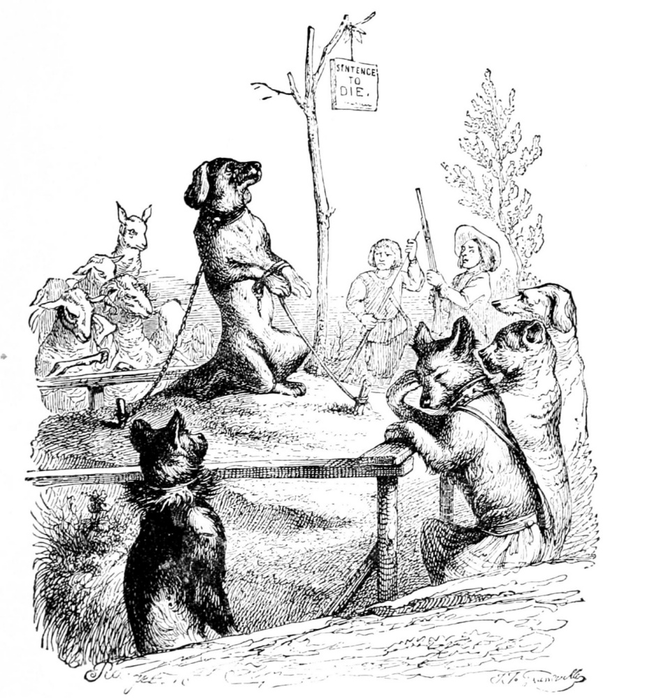 Jean Ignace Isidore Gérard Grandville. A dog's crime. Illustrations to the fables of Florian