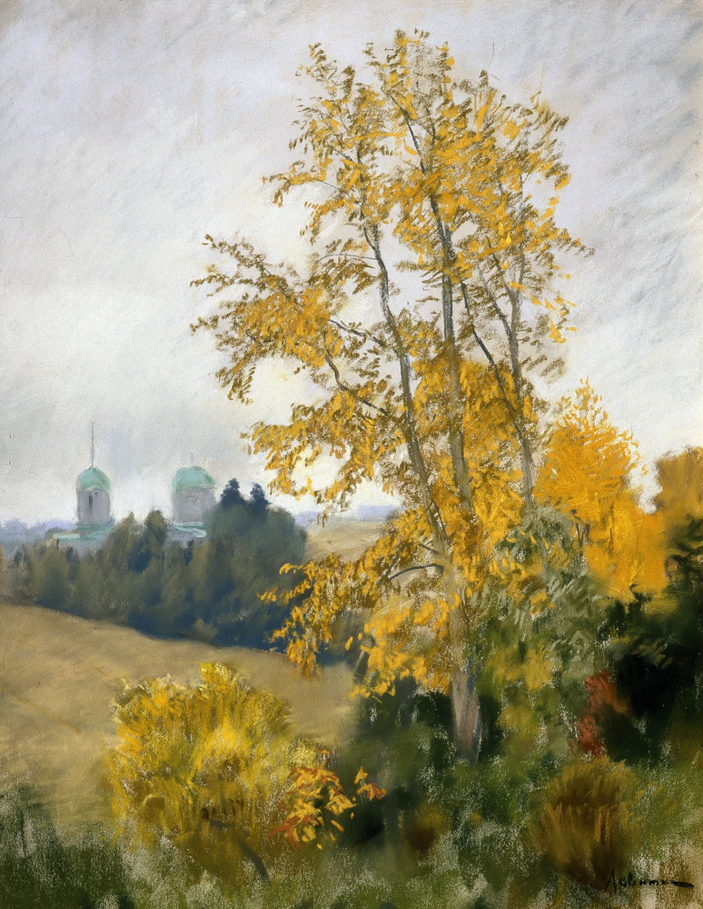 Isaac Levitan. Autumn landscape with Church