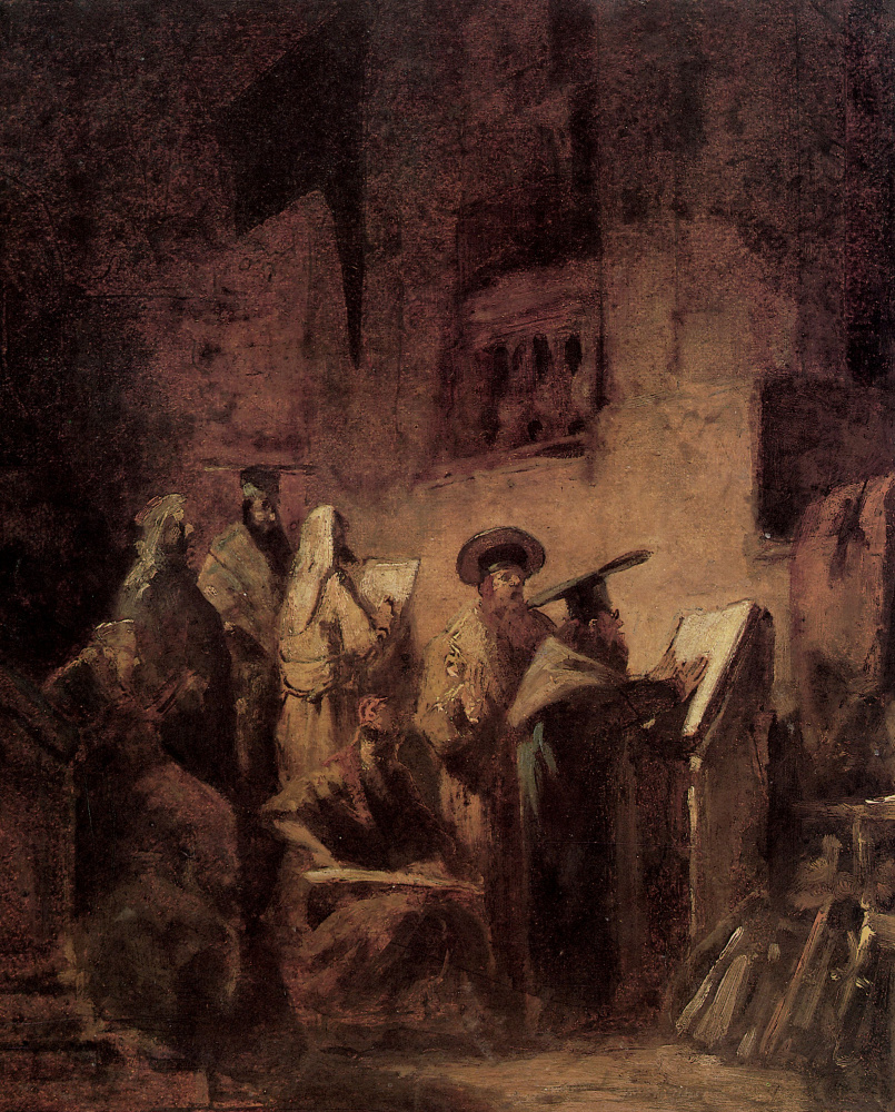 Karl Spitzweg. In the synagogue