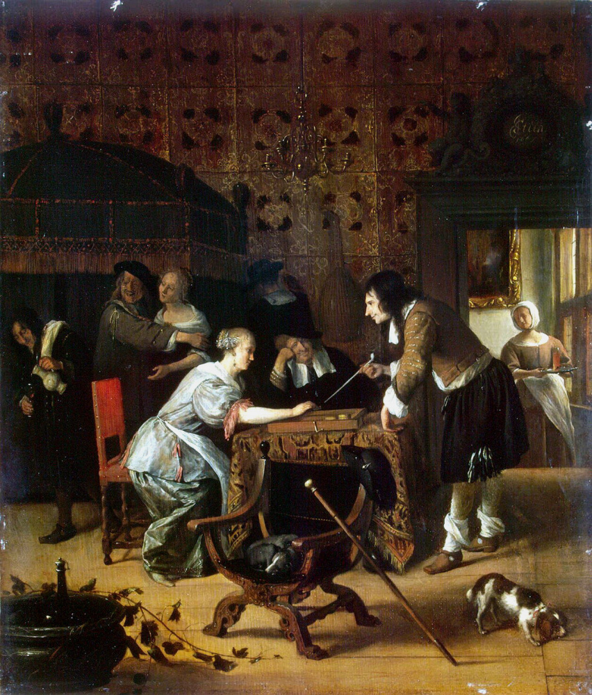 Jan Steen. The game of backgammon