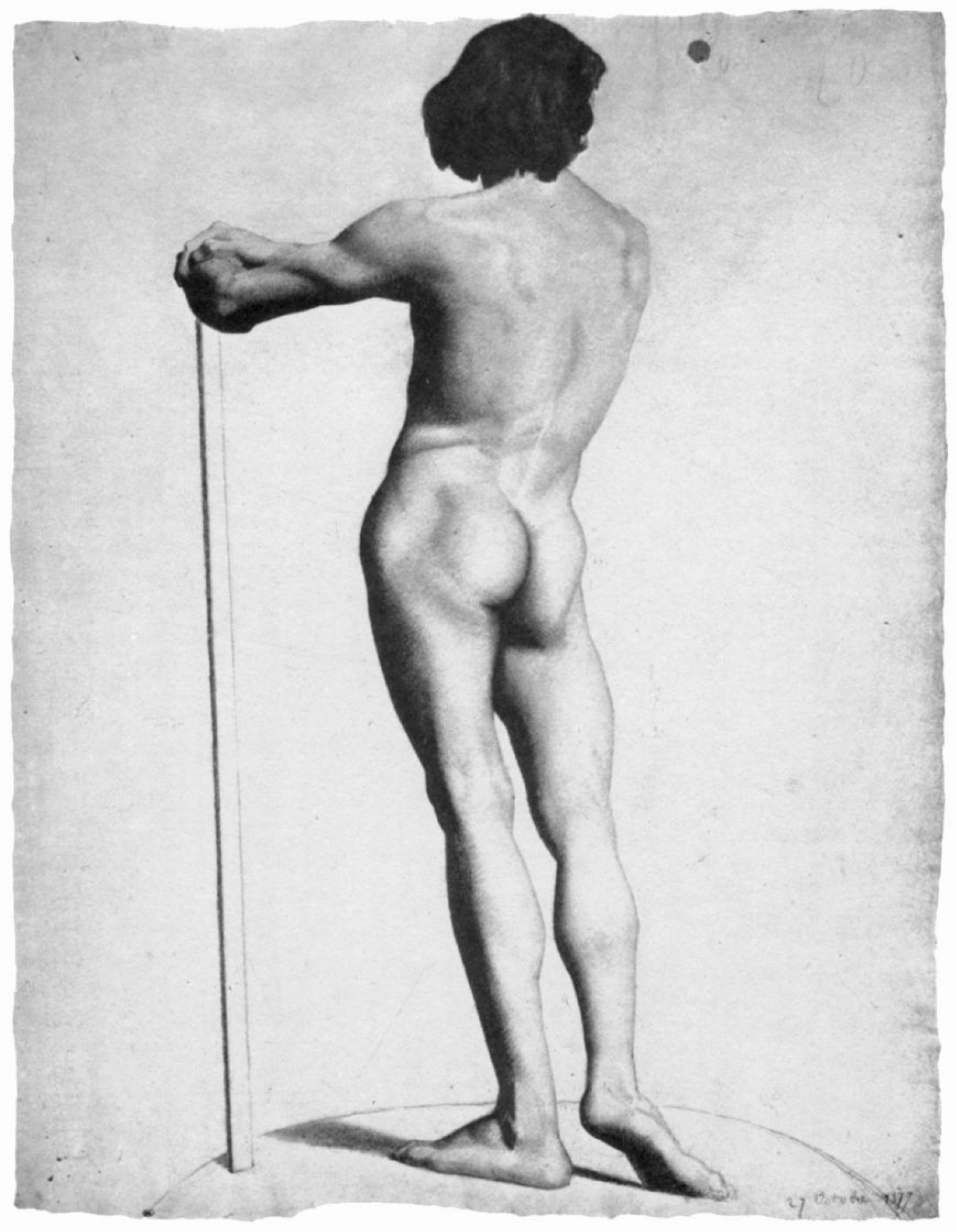 Nude from behind leaning on a stick, 1877, 48×64 cm by Georges Seurat:  History, Analysis & Facts | Arthive