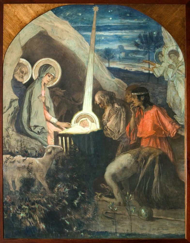 Mikhail Vasilyevich Nesterov. 基督的圣诞节。在弗拉基米尔大教堂的合唱团的南部教堂的祭坛墙壁的绘画的草图。
