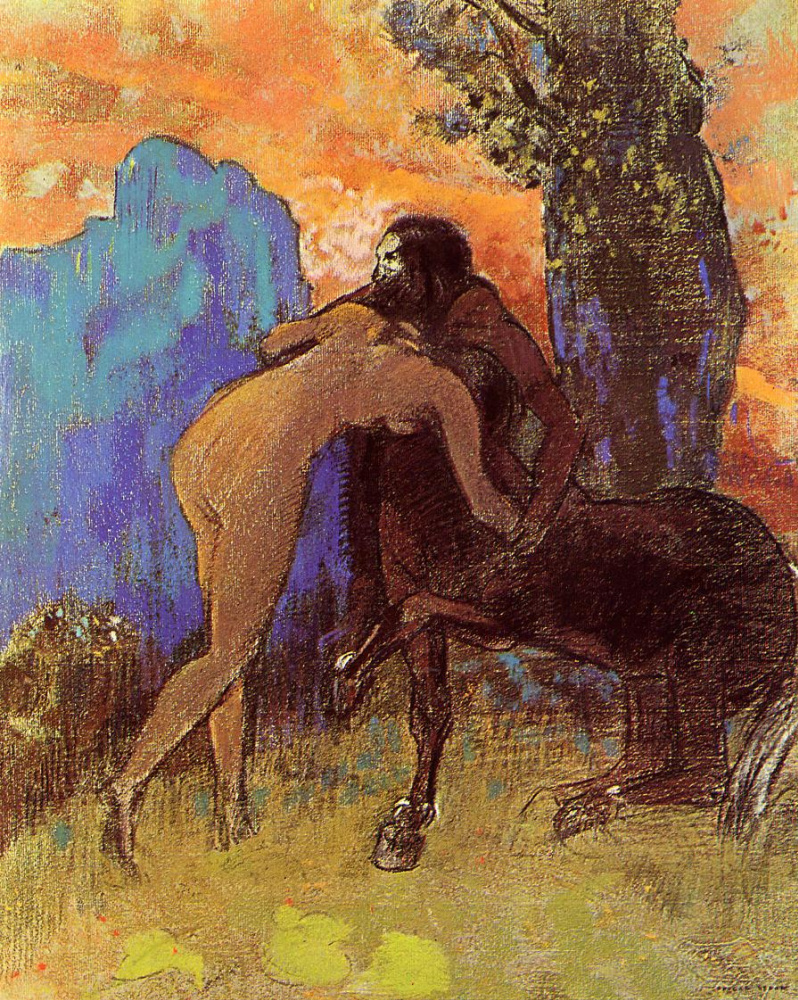 Odilon Redon. Struggle between woman and centaur