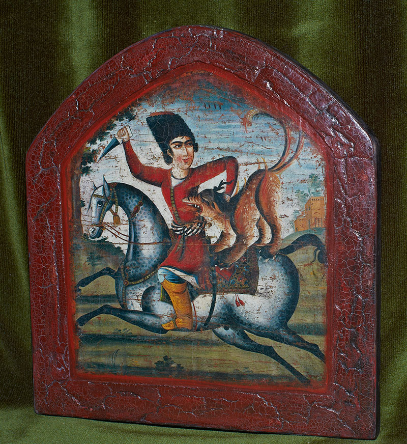 Unknown artist. Hunter on Horseback Attacked by a Mythical Beast