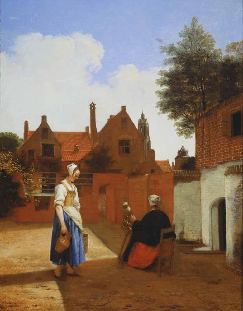 Pieter de Hooch. Courtyard in Delft in the evening. Spinner