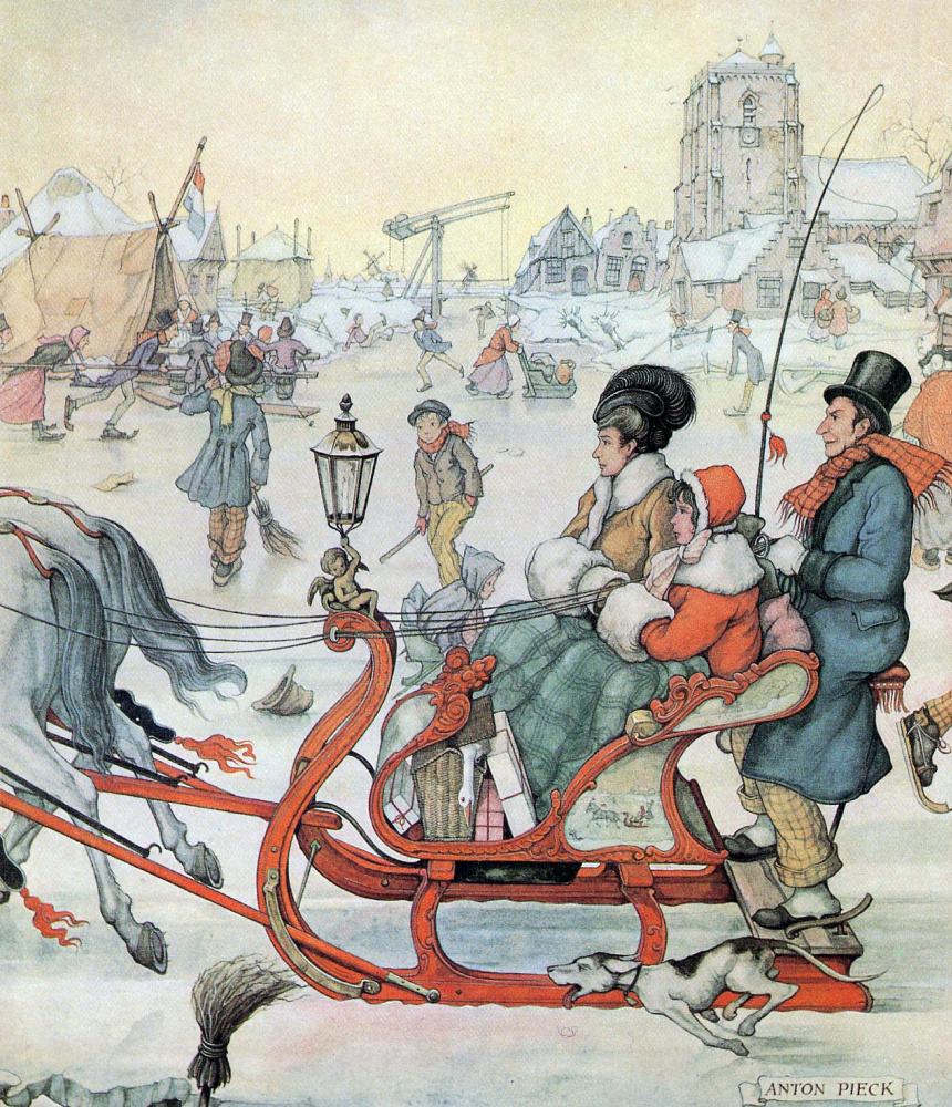 Anton Pieck. In the sleigh