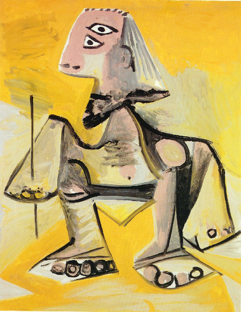 Pablo Picasso. The man sitting on his haunches
