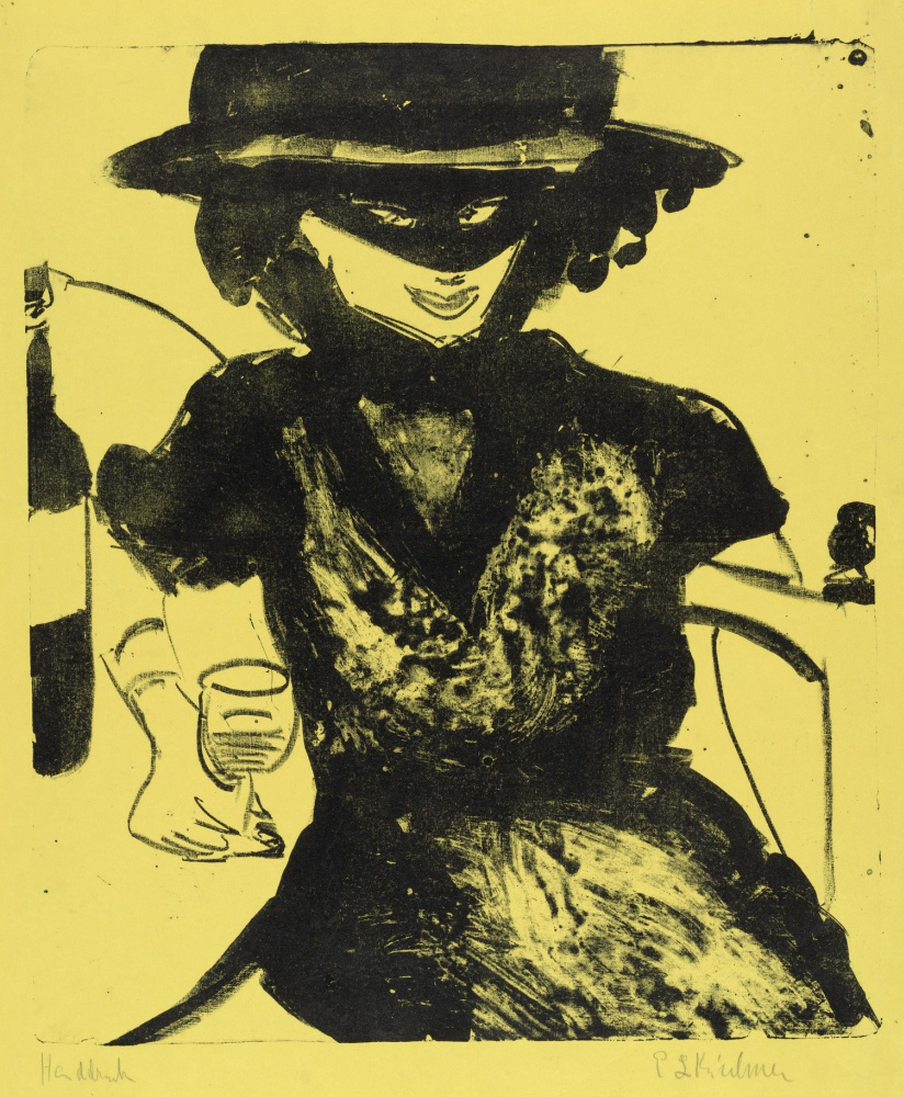 Ernst Ludwig Kirchner. Gerty with mask and wineglass