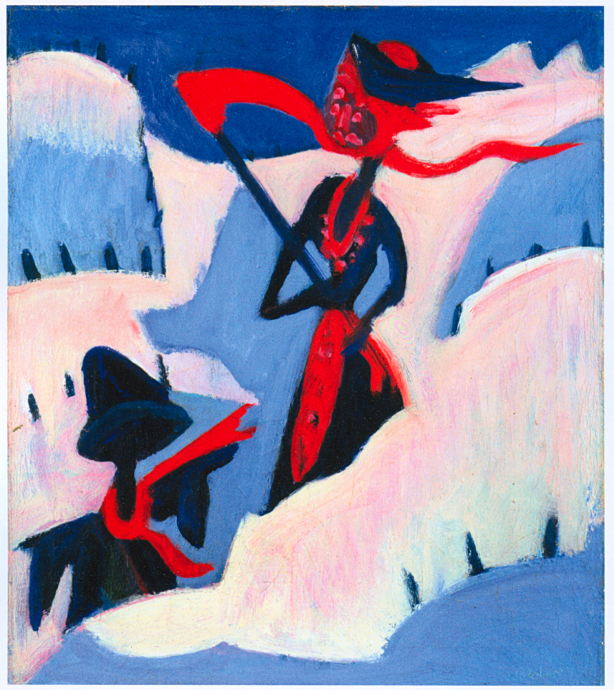 Ernst Ludwig Kirchner. Witch and Scarecrow in snow