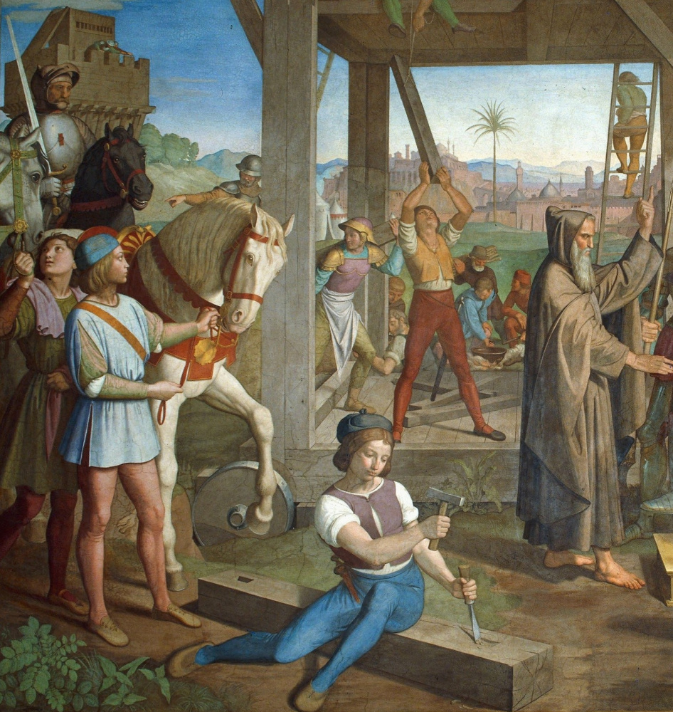 The frescoes of the villa Massimo, Tasso Hall: Peter of Amiens appoints Godfrey of Bouillon as the leader of the Christian army preparing for an attack on Jerusalem