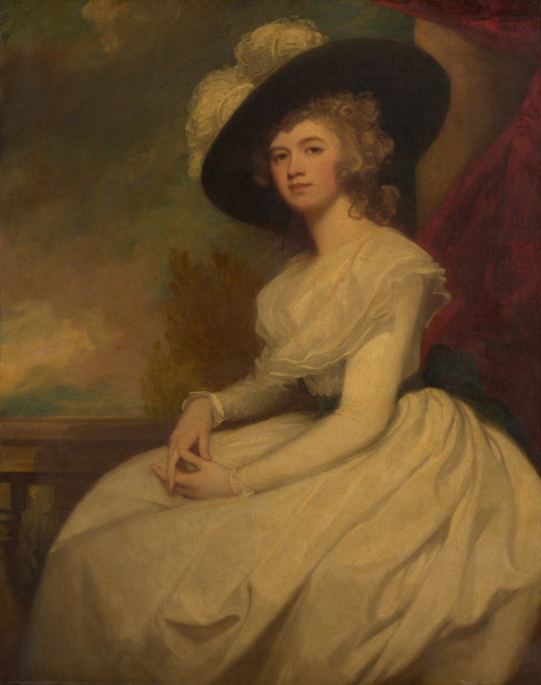 George Romney. Mrs. Brian Cook (Francis Puleston) in a black hat