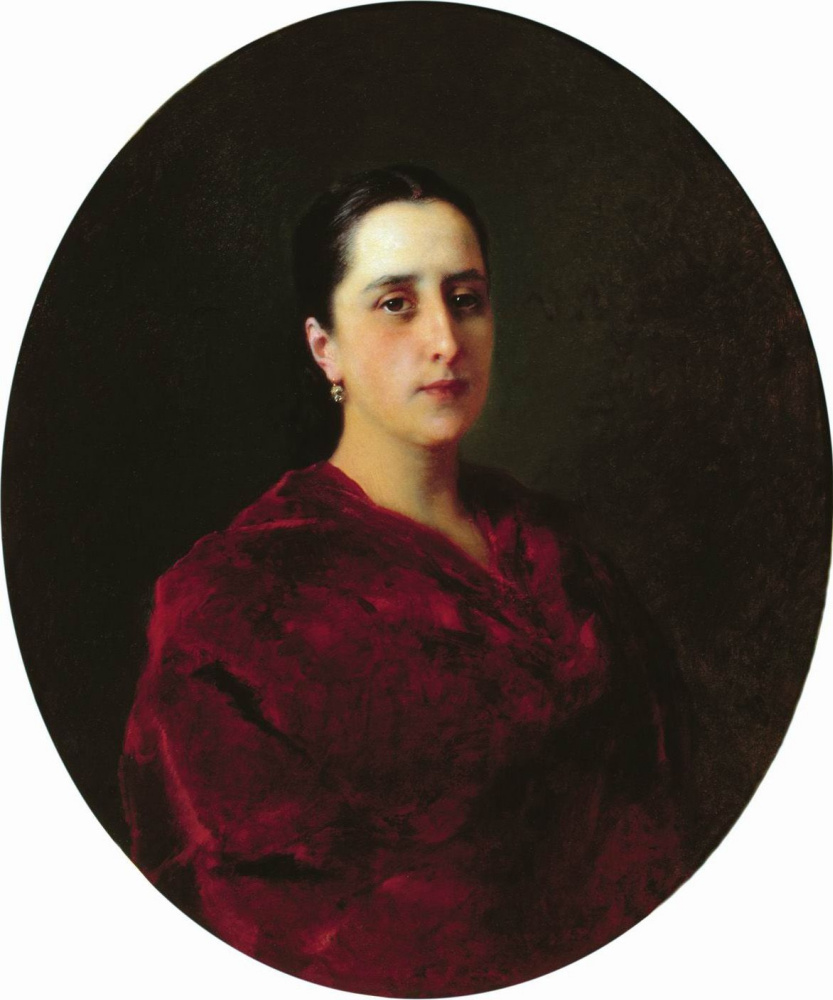 Konstantin Makovsky. Portrait of an unknown woman in a red dress