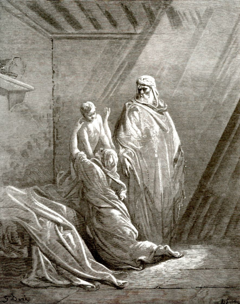 Paul Gustave Dore. The prophet Elijah resurrects the widow's son