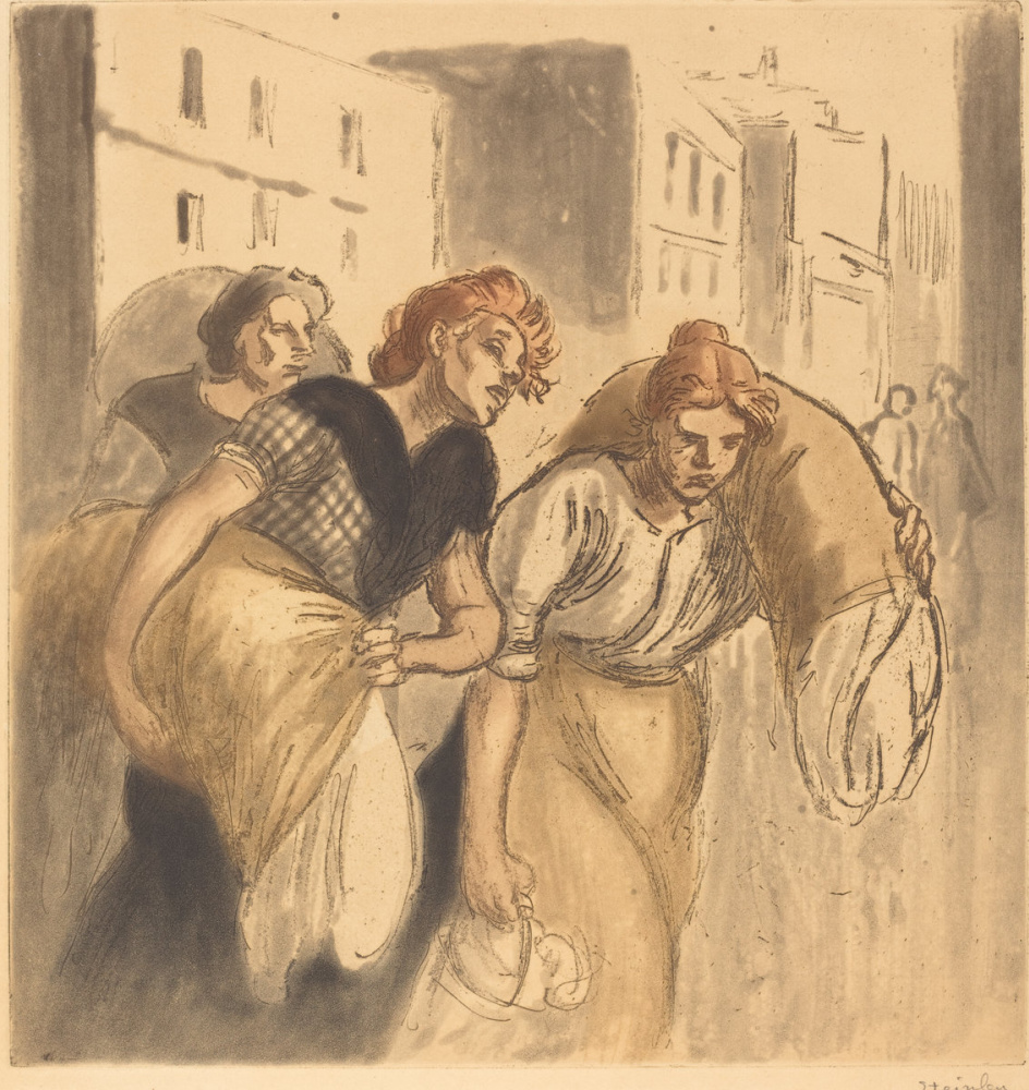 Theophile-Alexander Steinlen. Burden. Returning from the Laundry