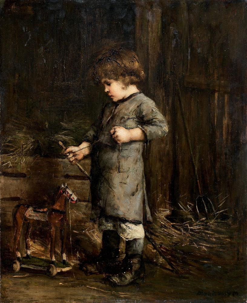 Mihály Munkácsy. The boy with a wooden horse