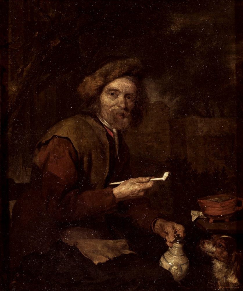 Gabriël Metsu. Man with pipe and jug