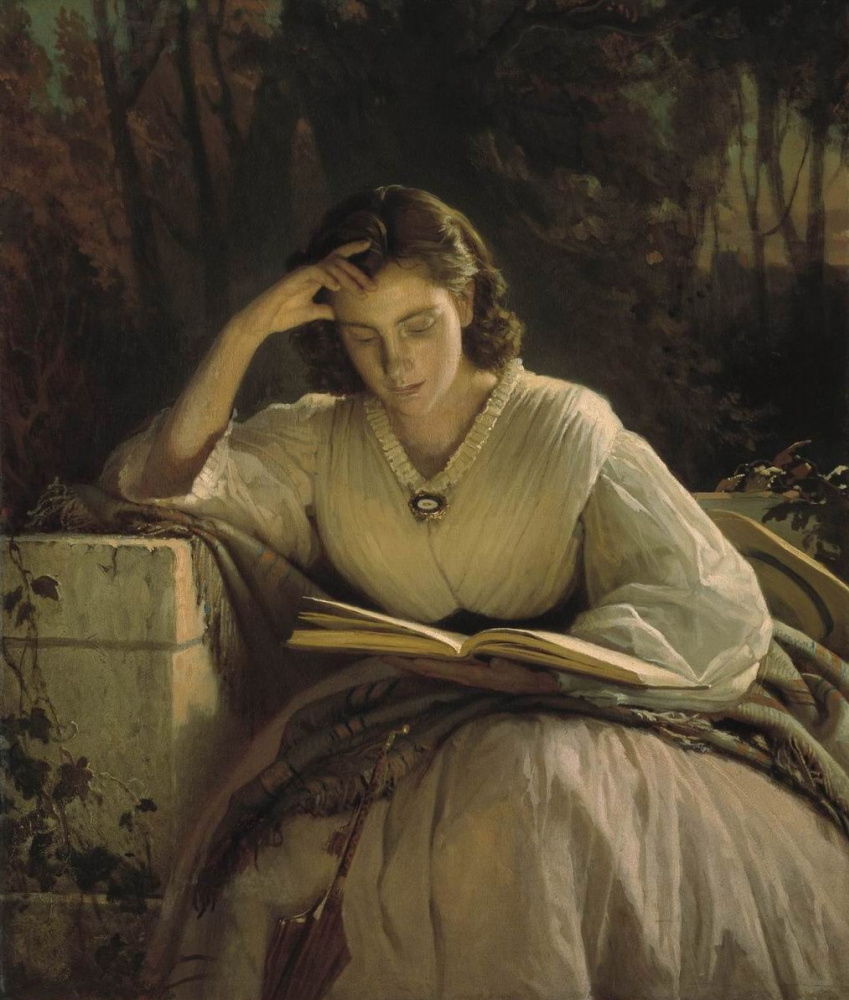 Ivan Nikolayevich Kramskoy. Reading. Portrait of Sofia Nikolaevna Kramskoy, the artist's wife