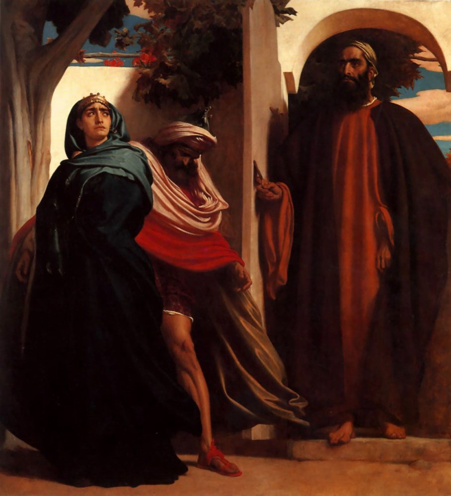Frederic Leighton. Jezebel and Ahab met Elijah