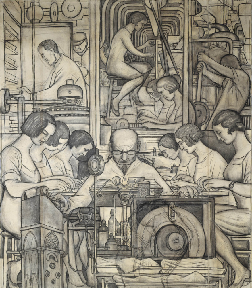 Diego Maria Rivera. Vorzeichnung für das Wandbild "Pharmazie"