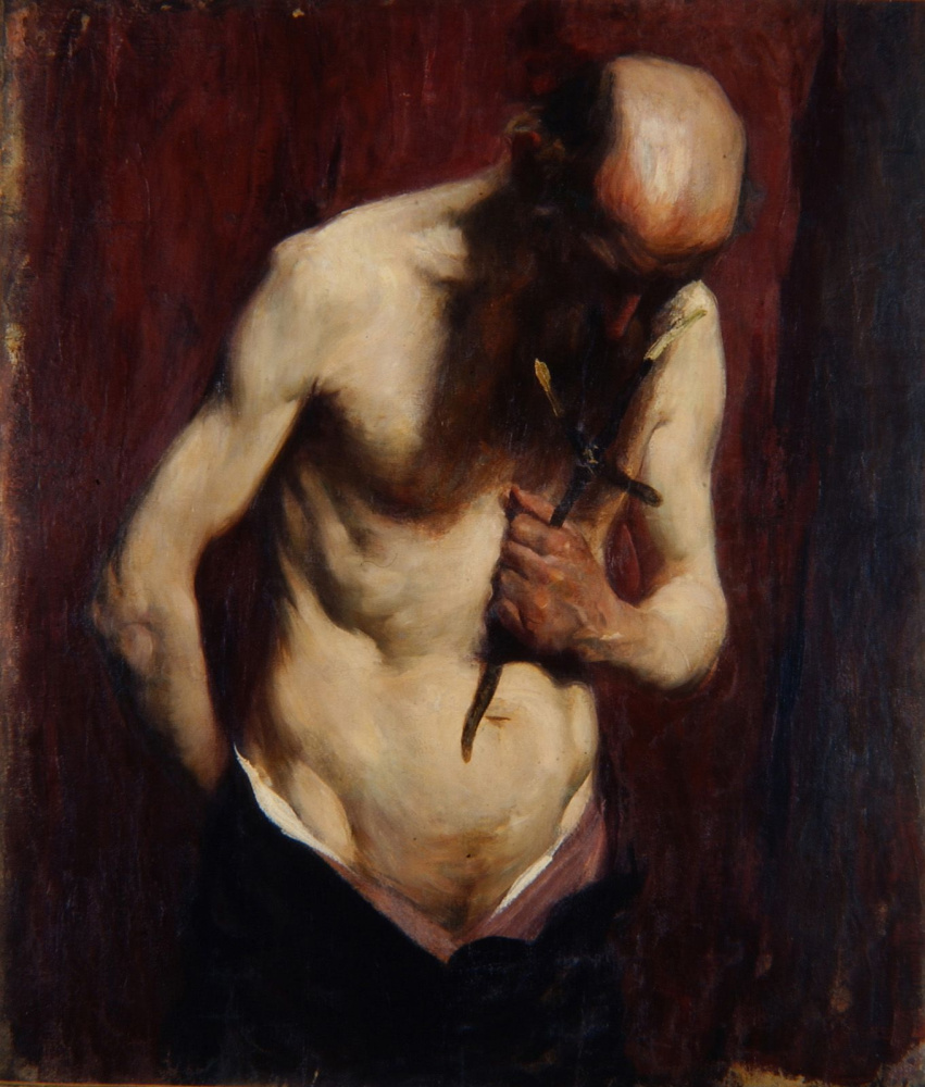 Anton Azhbe. Hermit. Portrait of an old man with a cross