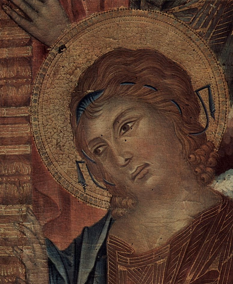 Cimabue (Chenny di Pepo). Madonna enthroned with eight angels and four prophets, detail