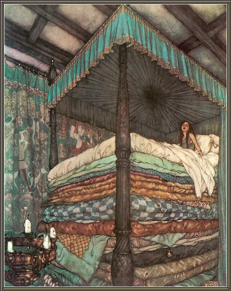 Edmund Dulac. Princess on the Pea. Illustration for the collection of fairy tales by G. H. Andersen