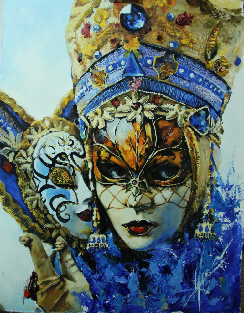 Olga Shatskaya. Venetian jester with a mask