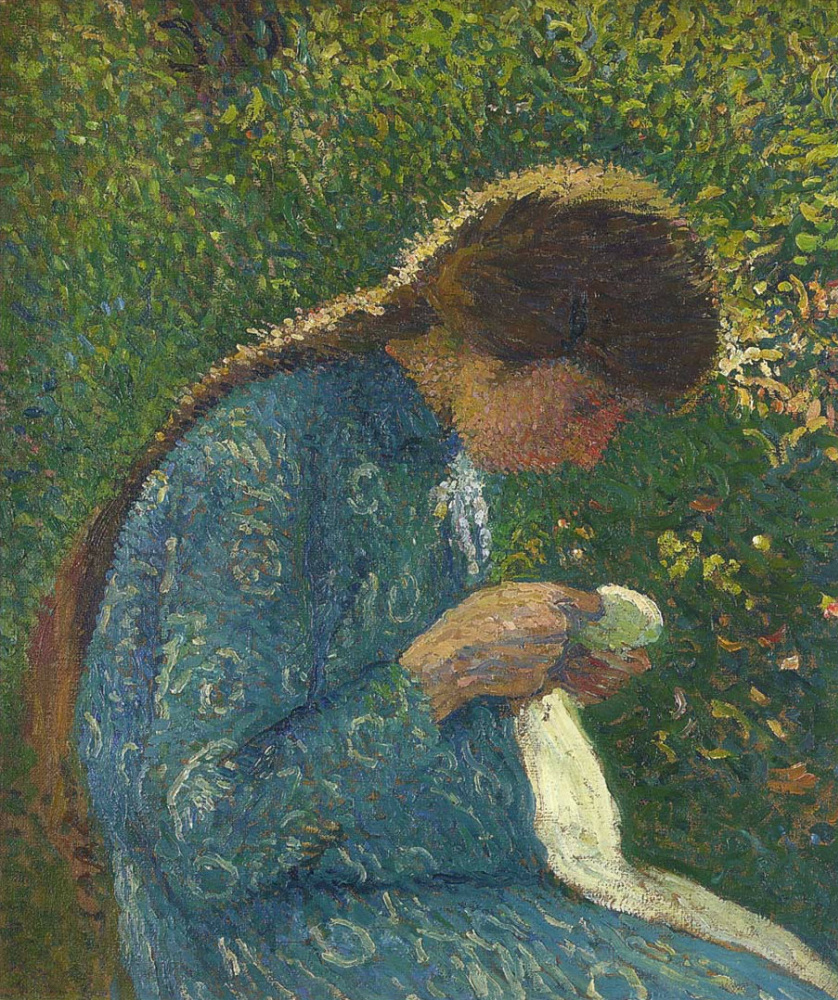 Henri Martin. Little girl sews