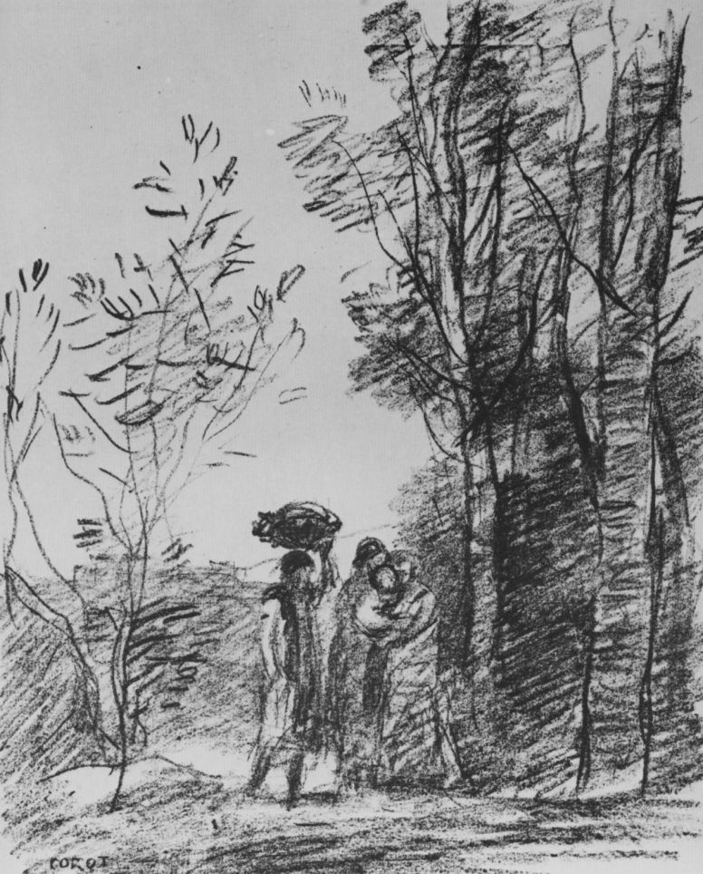 Camille Corot. Meeting in the grove