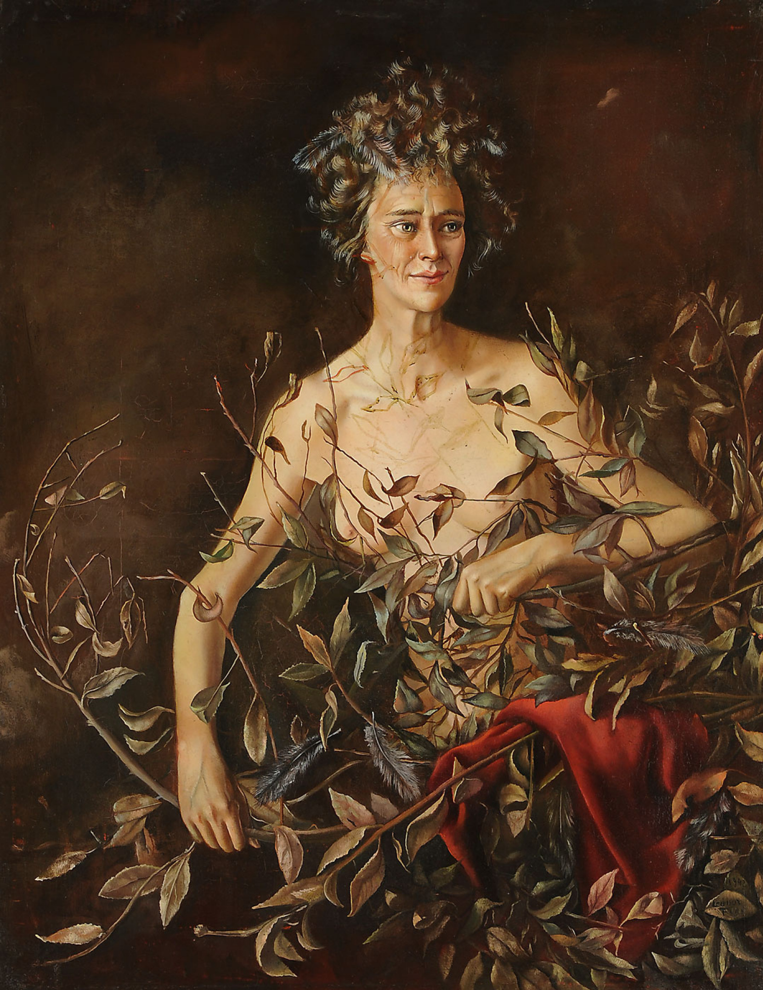Leonor Fini、PORTRAIT、海外版超希少レゾネ、新品額付 Leonor fini Portrait of Mrs. Hasellter, 1968, 46×56 cm