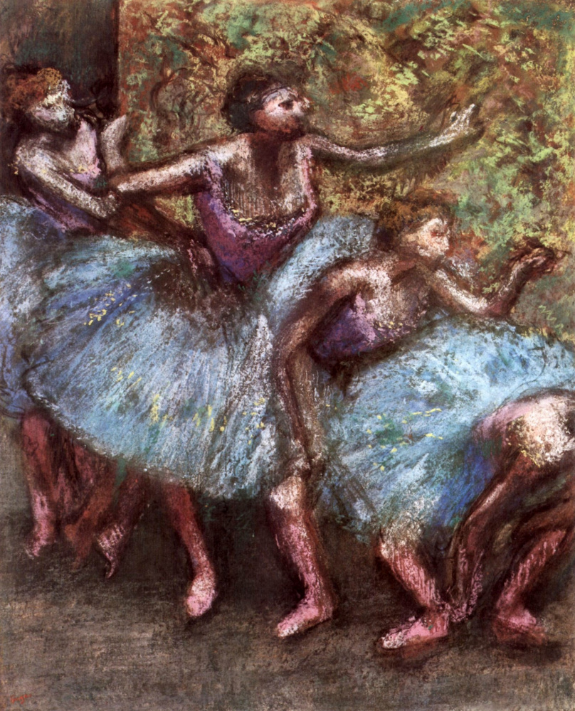 Edgar Degas. Four ballerinas behind the scenes