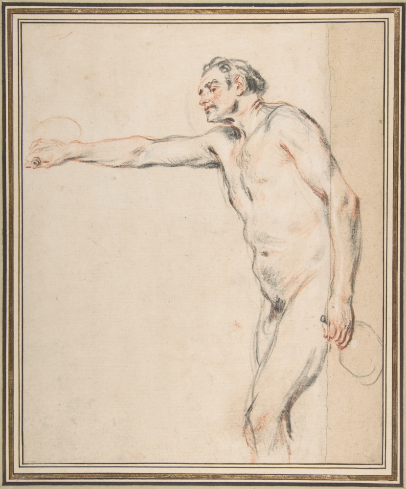 Antoine Watteau. Nude model with jars