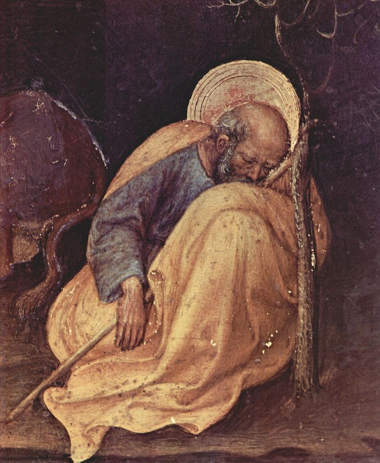 Gentile da Fabriano. The Nativity, detail: Sleeping Joseph